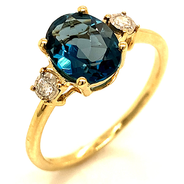 Anillo de Topacio Azul en oro amarillo 10kt ANTES: $379.00