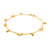 Pulsera (corazones) en amarillo 18k. 17/18cm