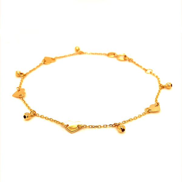 Pulsera (corazones) en amarillo 18k. 17/18cm