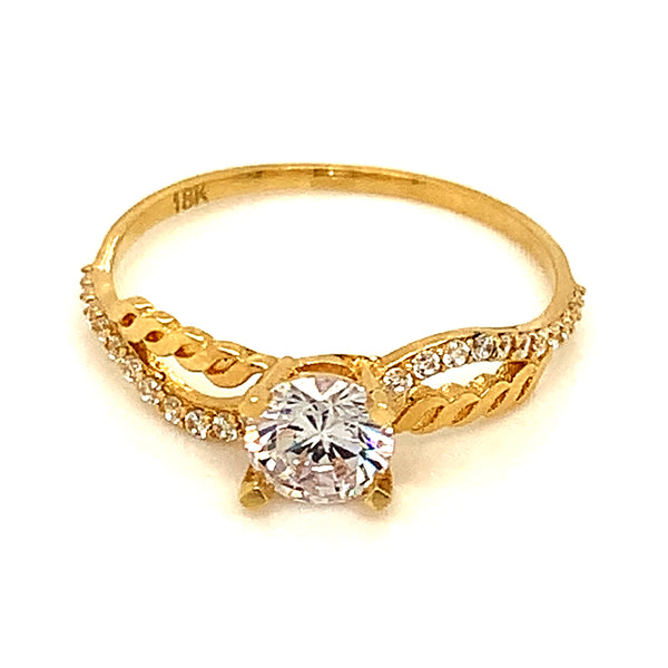 Anillo con circones en oro amarillo 18k