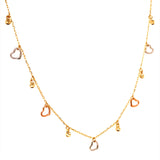 Collar (corazones) en oro 3 Tonos 10kt. 42cm/45cm