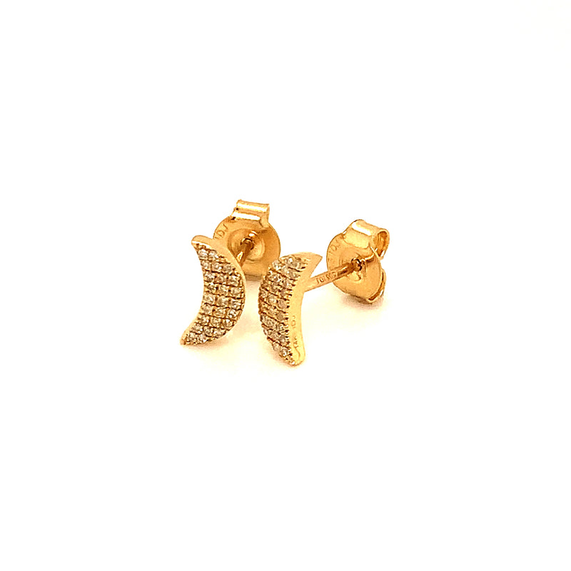 Aretes (luna) con diamantes en oro amarillo 14kt