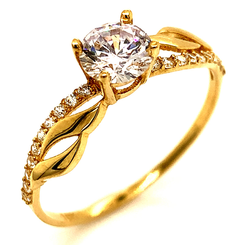 Anillo con circones en oro amarillo 18k