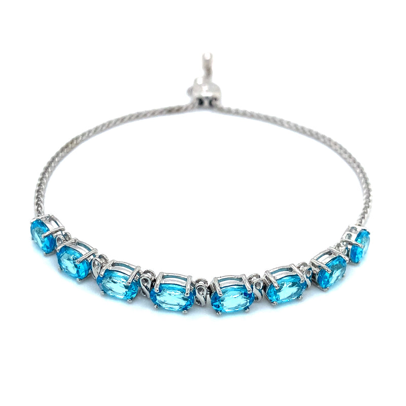 Pulsera ajustable de cuarzo azul en plata 925 ANTES: $165.00