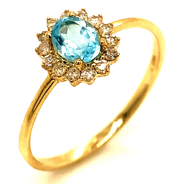 Anillo de Topacio Azul en oro amarillo 10kt. ANTES: $329.00