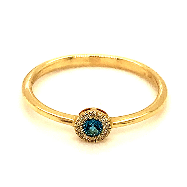 Anillo de Topacio Azul en oro amarillo 10kt. ANTES: $249.00