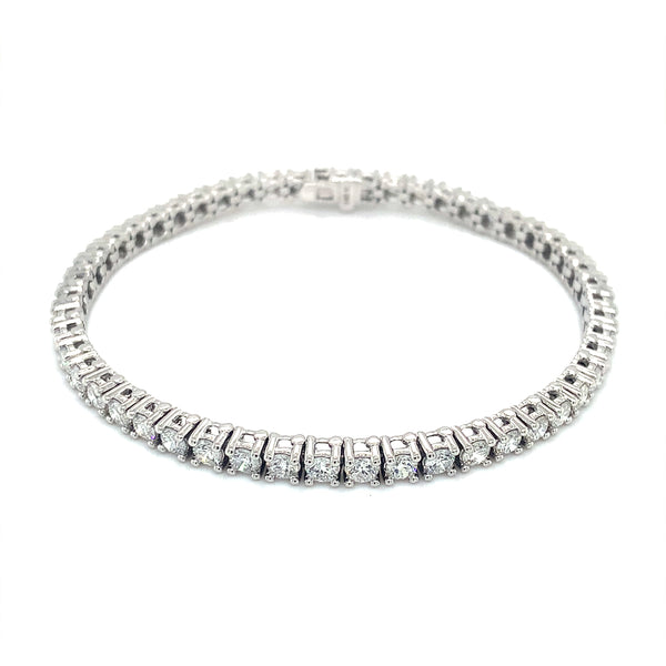 (LD) Pulsera (tennis) con diamantes de laboratorio en oro blanco 14kt.