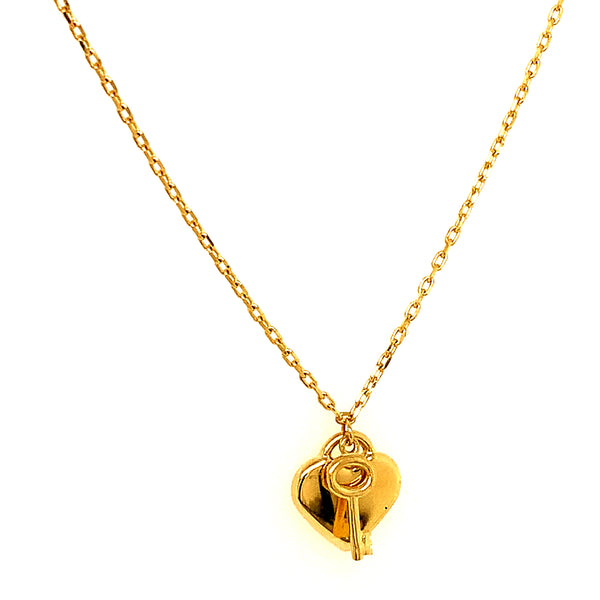 Collar (corazón con llave) en oro amarillo 10kt. 40cm/44cm