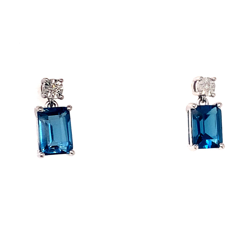 Aretes de Topacio Azul en oro blanco 10k ANTES: $379.00