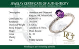Anillo de amatista con diamantes en oro 14kt.
