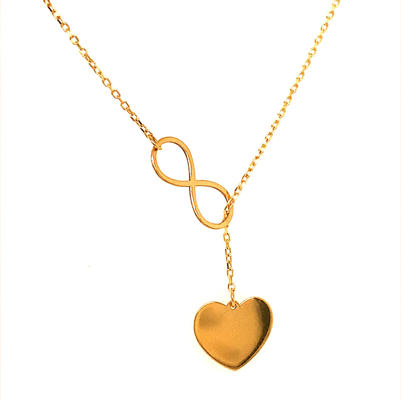 Collar (corazon e infinito) en oro amarillo 18kt. 45cm/47.5cm