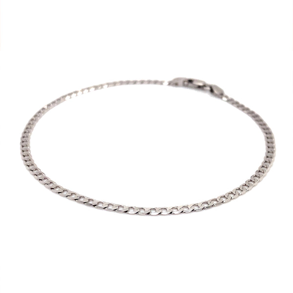 Pulsera gourmet maciza en oro blanco 18k. 21cm