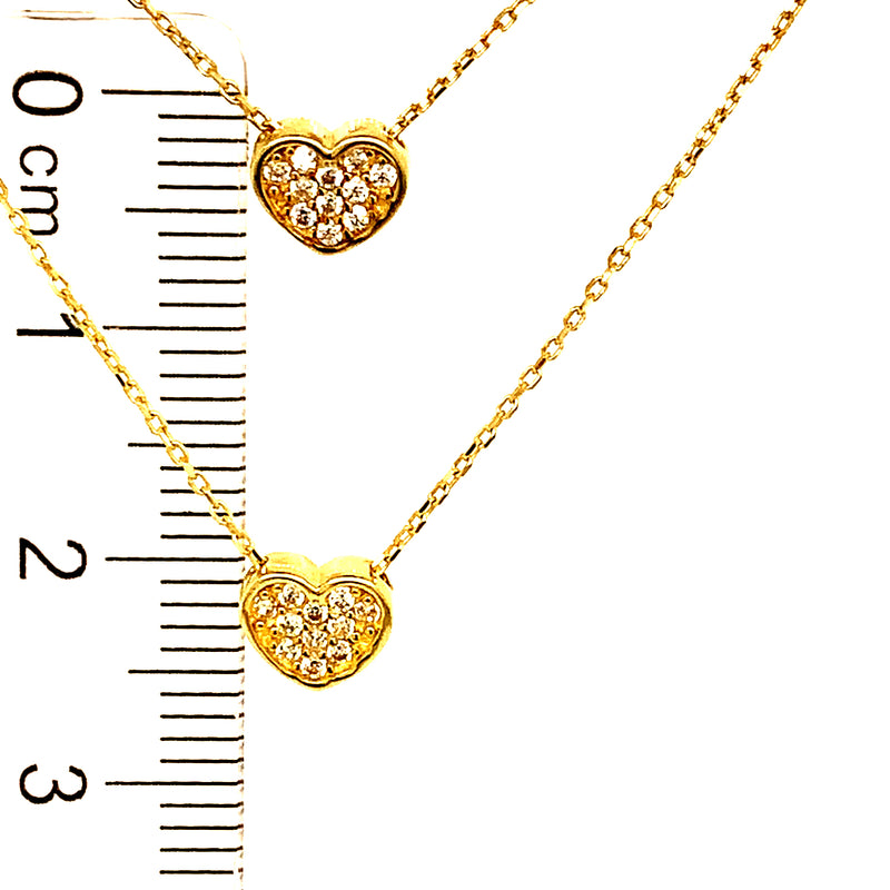 Collar (doble) de corazones en oro amarillo 10kt. 42cm/45cm