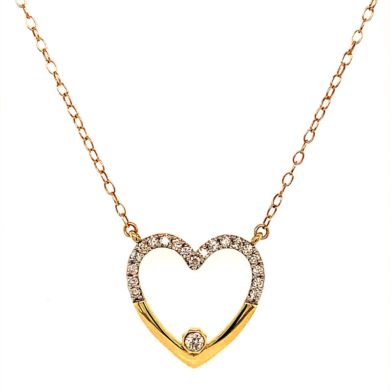 (SOFIA) Collar (corazón) con diamantes en oro amarillo 10kt.