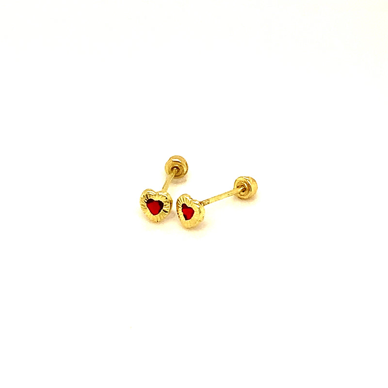 Aretes (corazón) para bebés en oro amarillo 10kt