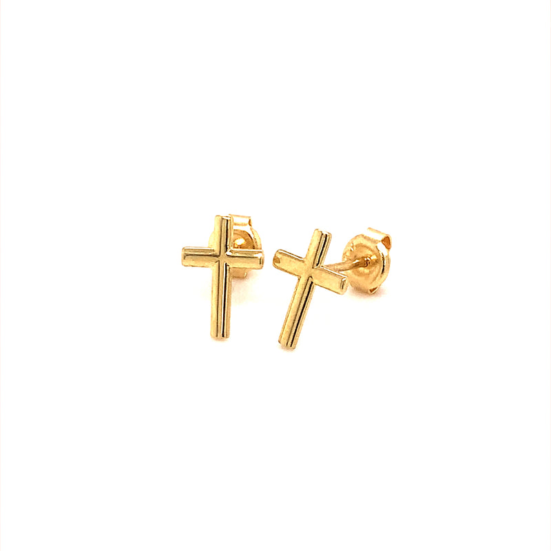 Aretes (cruz) en oro amarillo 10kt