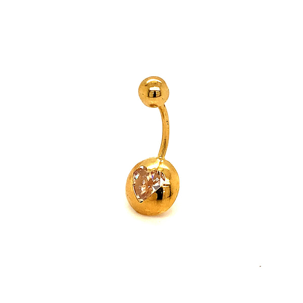 Piercing (corazón) de ombligo en oro amarillo 10kt.