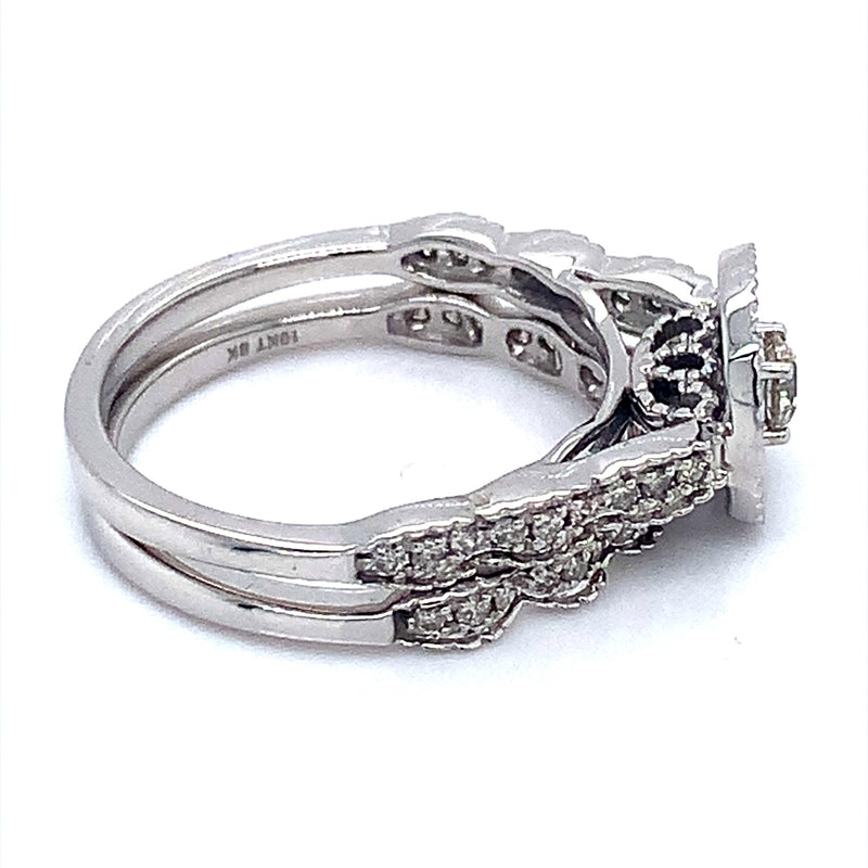 (SOFIA) Set de anillos con diamantes en oro blanco 10Kt.