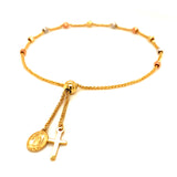 Pulsera (denario ajustable) en oro 3 tonos 18k.