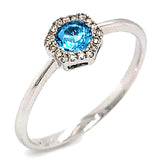 Anillo de Topacio Azul en oro blanco 10kt.