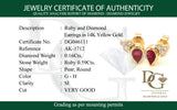 Aretes con rubí y diamantes en oro amarillo 14KT