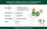 Aretes de esmeraldas en oro amarillo 14kt. E-0.68CTS.