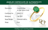 Anillo de esmeralda en oro amarillo 14kt. E-0.60CTS.