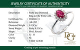 Anillo de rubí con diamantes en oro blanco 14kt. R-0.55CTS. D-0.13CTS.