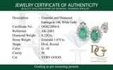 Aretes de esmeraldas con diamantes en oro blanco 14kt. E-1.07CTS. D-0.22CTS.