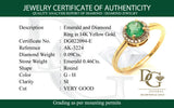 Anillo de esmeralda con diamantes en oro amarillo 14kt. E-0.46CTS. D-0.09CTS.