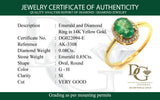 Anillo de esmeralda con diamantes en oro amarillo 14kt. E-0.85CTS. D-0.08CTS.
