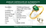 Anillo de esmeralda con diamantes en oro amarillo 14kt. E-0.58CTS. D-0.05CTS.