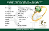 Anillo de esmeralda con diamantes en oro amarillo 14kt. E-0.46CTS. D-0.06CTS.