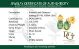 Aretes de esmeraldas con diamantes en oro amarillo 14kt. E-0.92CTS. D-0.12CTS.