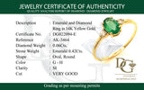 Anillo de esmeralda con diamantes en oro amarillo 14kt. E-0.62CTS. D-0.14CTS.