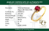 Anillo de rubí con diamantes en oro amarillo 14kt. R-0.65CTS. D-0.18CTS.