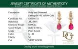Aretes con rubí y diamantes en oro amarillo 14KT