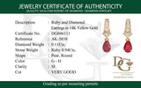Aretes con rubí y diamantes en oro amarillo 14KT
