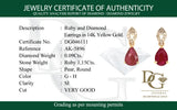 Aretes con rubí y diamantes en oro amarillo 14KT