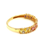 Anillo con circones de colores en oro amarillo 10k - DGjoyeros