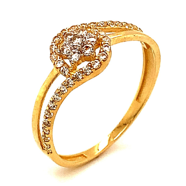 Anillo con circones en oro amarillo 10k - DGjoyeros