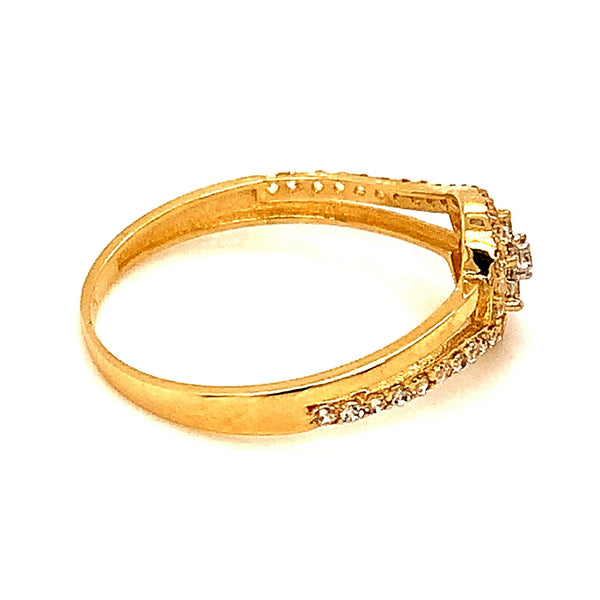 Anillo con circones en oro amarillo 10k - DGjoyeros
