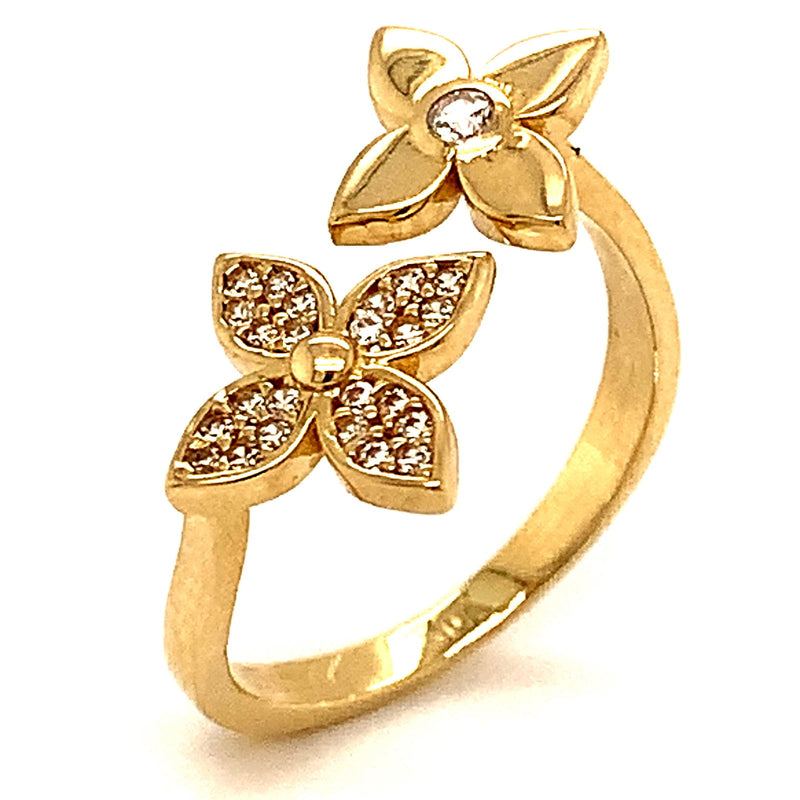 Anillo con circones en oro amarillo 10k - DGjoyeros