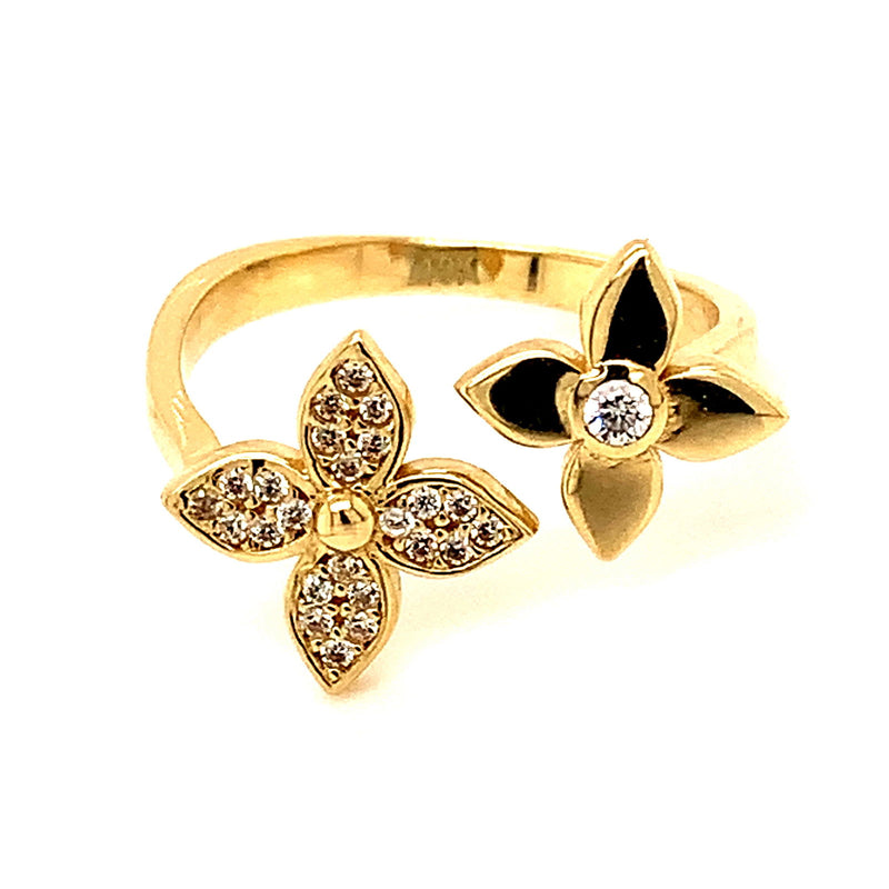 Anillo con circones en oro amarillo 10k - DGjoyeros