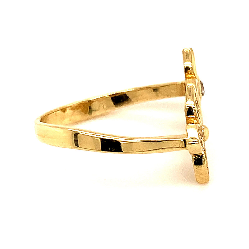 Anillo con circones en oro amarillo 10k - DGjoyeros