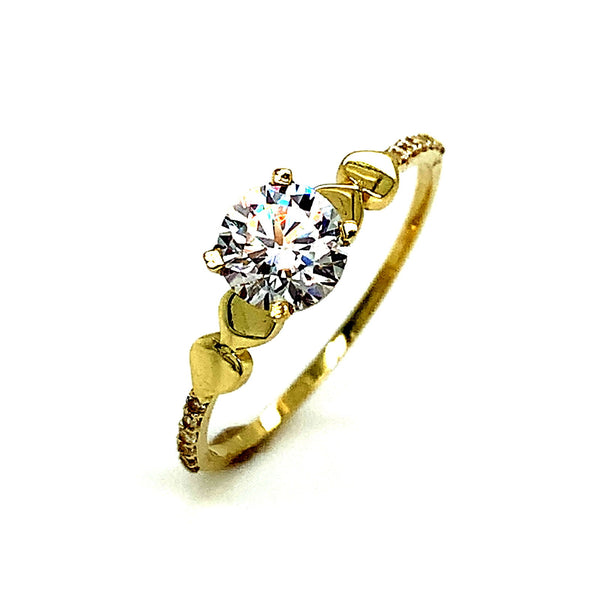 Anillo con circones en oro amarillo 10kt. - DGjoyeros