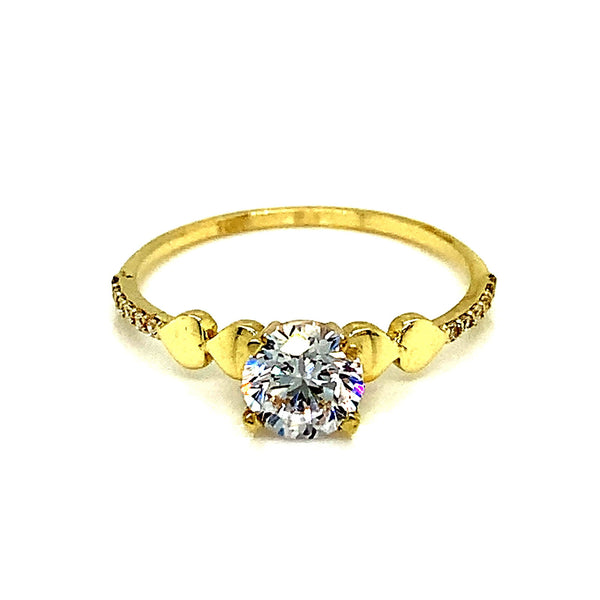 Anillo con circones en oro amarillo 10kt. - DGjoyeros