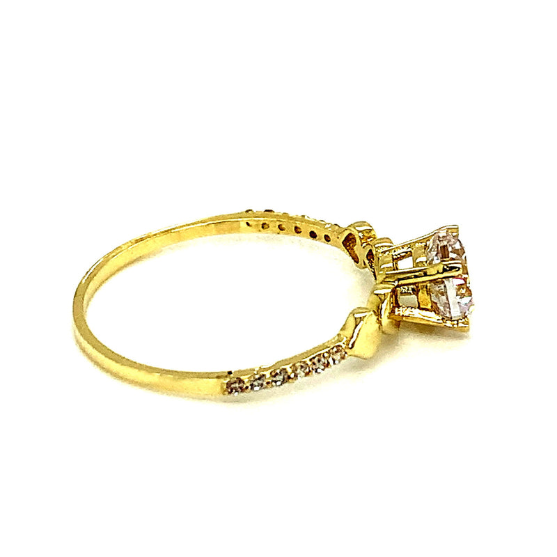 Anillo con circones en oro amarillo 10kt. - DGjoyeros