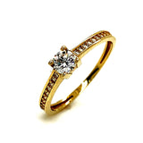 Anillo con circones en oro amarillo 10kt. - DGjoyeros