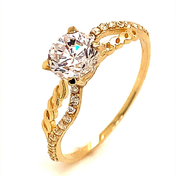 Anillo con circones en oro amarillo 10kt. - DGjoyeros